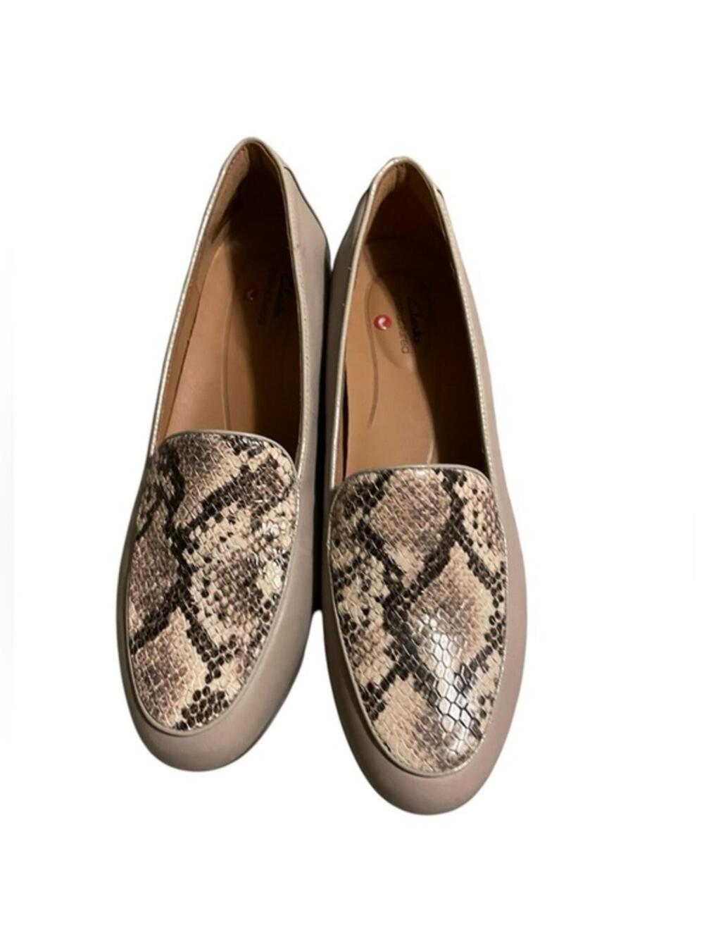 Clarks Unstructured Un Blush Ease Loafers Stone Combi Size 9